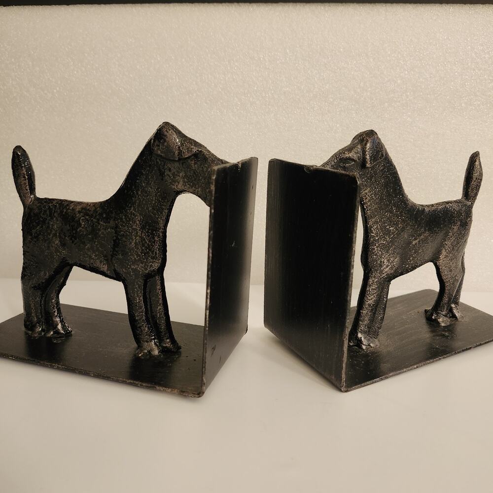Vtg 1920's Cast Iron Airedale Terrier Dog Bookends Art Deco Style - Picture 9 of 13